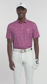 GOLF SWINGFLEX ELITE PRINTED POLO - RAPTURE ROSE