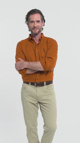 STRATTON FLANNEL LONG SLEEVE 
BUTTON DOWN SHIRT - BOMBAY BROWN