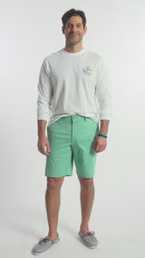 SALTWATER 9.5" FLAT FRONT CHINO SHORT - WASABI