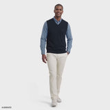 FINE GAUGE V-NECK SWEATER VEST - NAVY BLAZER