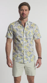 DOCKSIDE SHORT SLEEVE CHAMBRAY PRINTS - BRIGHT WHITE