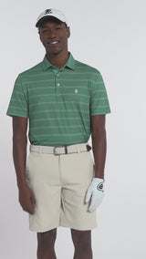 GOLF SWINGFLEX ELITE STRIPE POLO - BERYL GREEN