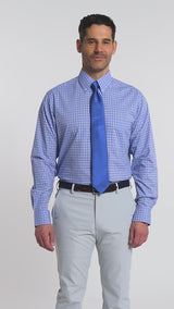 ALL OVER STRETCH PLAID BUTTON DOWN DRESS SHIRT - GRAPE MIST