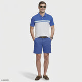 ADVANTAGE PERFORMANCE STRIPED POLO - CORNFLOWER BLUE