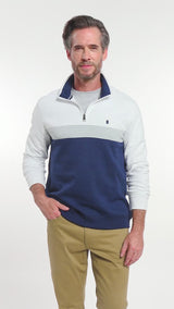 ADVANTAGE PERFORMANCE COLORBLOCK QUARTER ZIP FLEECE - BRIGHT WHITE