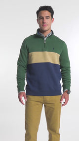 ADVANTAGE PERFORMANCE COLORBLOCK QUARTER ZIP FLEECE - DARK GREEN