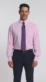 ALL OVER STRETCH PLAID BUTTON DOWN DRESS SHIRT (BUTTON DOWN COLLAR) - LILAC SACHET