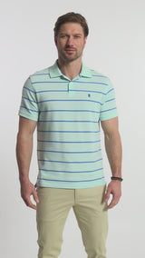 ADVANTAGE PERFORMANCE SHORT SLEEVE STRIPED POLO - LIMPET SHELL