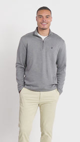 PERFORMANCE COMFORT STRIPED QUARTER ZIP - SMOKE