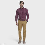 PERFORMANCE COMFORT PLAID BUTTON-DOWN SHIRT - ZINFANDEL