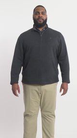 BIG & TALL QUARTER ZIP SWEATER FLEECE - BLACK