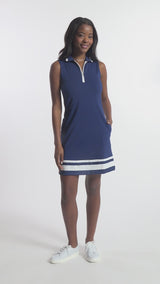 COURTNEY ZIP DRESS - MEDIEVAL BLUE