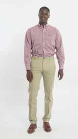 PERFORMANCE FLAT FRONT CHINO PANTS SLIM - CEDARWOOD KHAKI