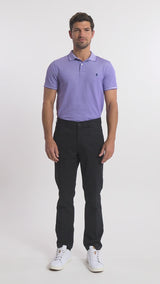 PERFORMANCE FLAT FRONT CHINO PANTS - BLACK