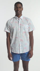 DOCKSIDE SHORT SLEEVE CHAMBRAY PRINTS - BRIGHT WHITE