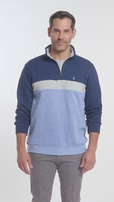 ADVANTAGE PERFORMANCE COLORBLOCK QUARTER ZIP FLEECE - NAVY BLAZER