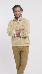 ADVANTAGE PERFORMANCE QUARTER ZIP FLEECE - CAMEL HTHR