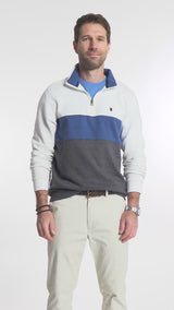 ADVANTAGE PERFORMANCE COLORBLOCK QUARTER ZIP FLEECE - BRIGHT WHITE