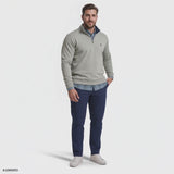 BIG & TALL ADVANTAGE PERFORMANCE QUARTER ZIP FLEECE - LT GREY HTHR