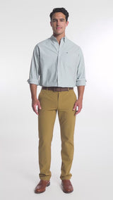 TRAVELER FLAT FRONT CHINO - COGNAC HTHR