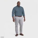 BIG & TALL PERFORMANCE COMFORT PLAID BUTTON-DOWN SHIRT - MEDITERRANEA
