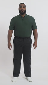 BIG & TALL PERFORMANCE FLAT FRONT CHINO PANTS - BLACK