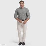 BIG & TALL PERFORMANCE COMFORT PLAID BUTTON-DOWN SHIRT - SLEET