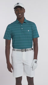 GOLF SWINGFLEX ELITE STRIPE POLO - BLUE CORAL