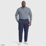 BIG & TALL PERFORMANCE COMFORT PLAID BUTTON-DOWN SHIRT - PLACID BLUE