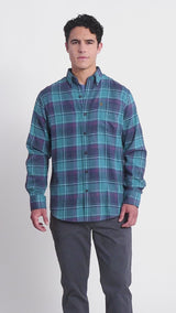STRATTON FLANNEL LONG SLEEVE 
BUTTON DOWN SHIRT - BLUE CORAL
