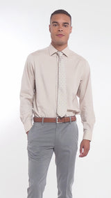 ROYAL TEXTURE BUTTON DOWN DRESS SHIRT - CEDARWOOD KHAKI