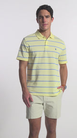 ADVANTAGE PERFORMANCE SHORT SLEEVE STRIPED POLO - LEMON MERINGUE