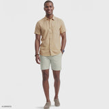 LUXURY SHORT SLEEVE BUTTON DOWN SHIRT - OAK BUFF