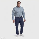 BIG & TALL PERFORMANCE COMFORT PLAID BUTTON-DOWN SHIRT - LICHEN BLUE