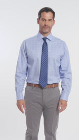 ROYAL TEXTURE BUTTON DOWN DRESS SHIRT - ULTRAMARINE