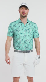 GOLF SWINGFLEX ELITE PRINTED POLO - BERYL GREEN