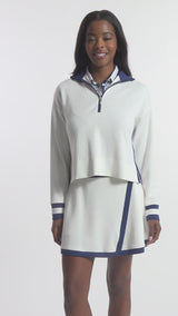JULIE 1/4  ZIP CROPPED PULLOVER - BRIGHT WHITE