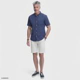 BREEZE S/S PRINTED BUTTON-DOWN SHIRT - TWILIGHT BLUE