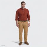 BIG & TALL PERFORMANCE COMFORT BUTTON-DOWN SHIRT - BURNT OCHRE
