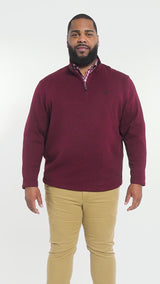BIG & TALL THERMASOFT SWEATER FLEECE QUARTER ZIP - VELVET MAROON