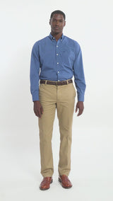 PERFORMANCE COMFORT LONG SLEEVE BUTTON DOWN SHIRT - ESTATE BLUE