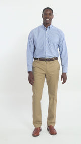 PERFORMANCE COMFORT LONG SLEEVE BUTTON DOWN SHIRT - MAZARINE BLUE