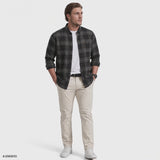 BIG & TALL STRATTON FLANNEL BUTTON-DOWN SHIRT - DARK SHADOW