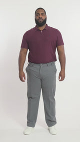BIG & TALL PERFORMANCE FLAT FRONT CHINO PANTS - SMOKED PEARL