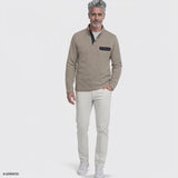 SNAP-NECK SWEATER FLEECE PULLOVER - CROCKERY