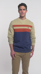 ADVANTAGE PERFORMANCE COLORBLOCK CREWNECK FLEECE  - CAMEL HTHR
