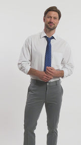 ALL-OVER STRETCH BUTTON-DOWN DRESS SHIRT (SPREAD COLLAR) - WHITE