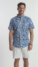 DOCKSIDE SHORT SLEEVE CHAMBRAY PRINTS - MOONLIGHT BLUE