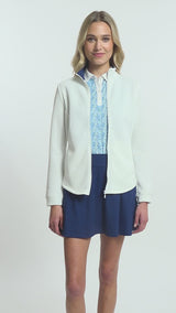 CASSIE PERFORMANCE STRETCH ZIP-UP ATHLETIC LIGHTWEIGHT JACKET - BRIGHT WHITE
