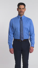 PINPOINT OXFORD BUTTON DOWN DRESS SHIRT - BLUE JASPER